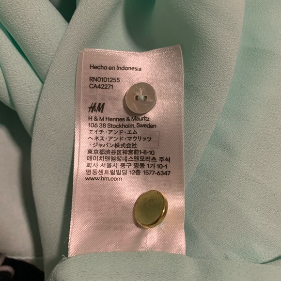 Teal Long Sleeve H&M Button Down Size Size 4 - Picture 8 of 8